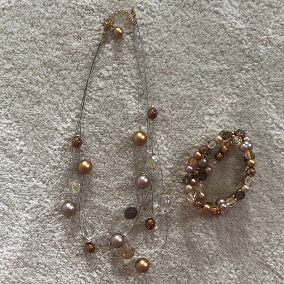 Multi Strap Necklace & Bracelet Set - Picture 1 of 3